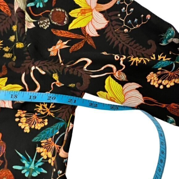 H & M Tunic Blouse Botanical Garden Floral Print Long Sleeve Size 14 Cottagecore - Picture 7 of 11